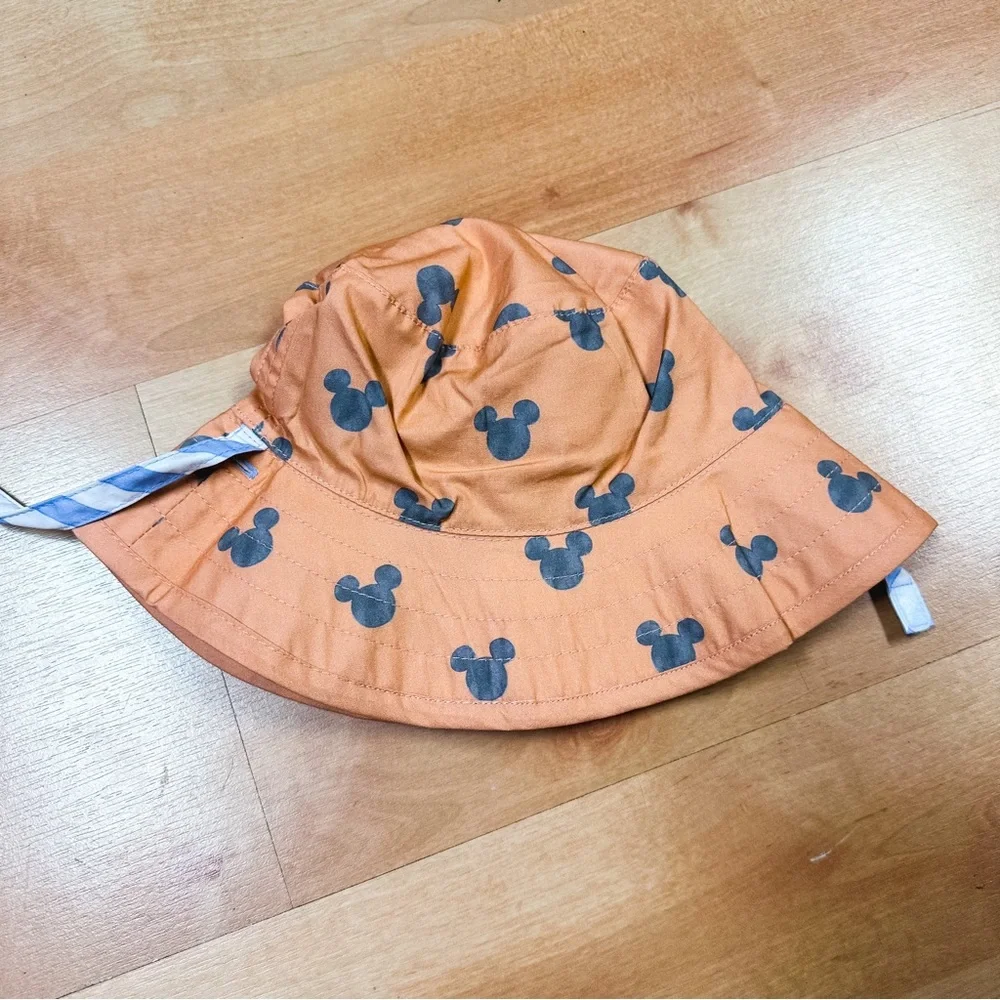 NWOT Disney Baby Orange & Blue Mickey Mouse Bucket Hat & Diaper Cover Set 6-12M